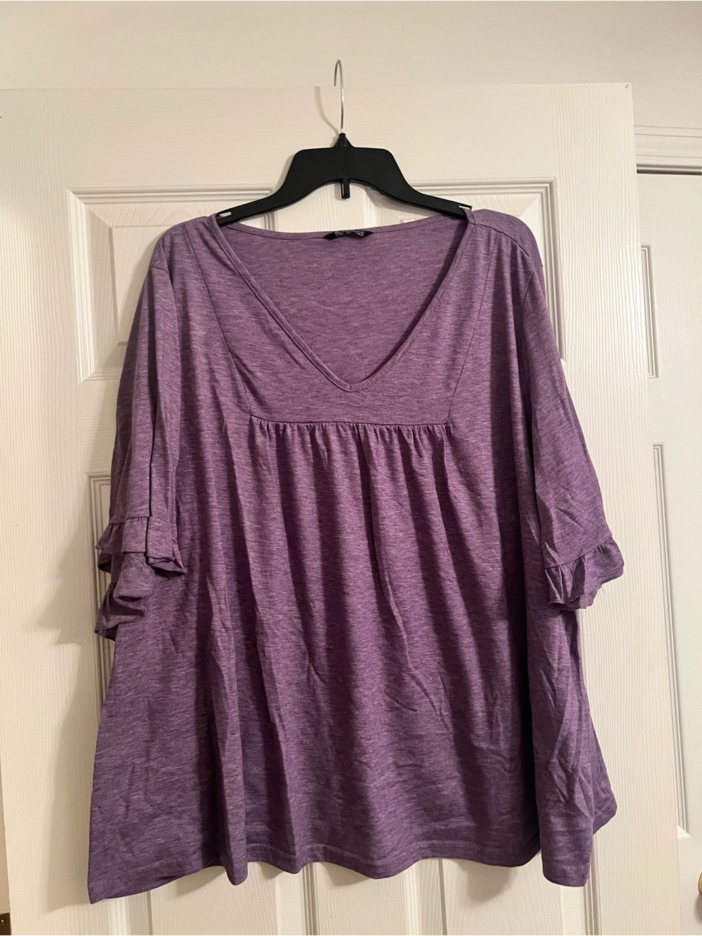 BloomChic Lavender V-Neck Ruffle Sleeve Tunic